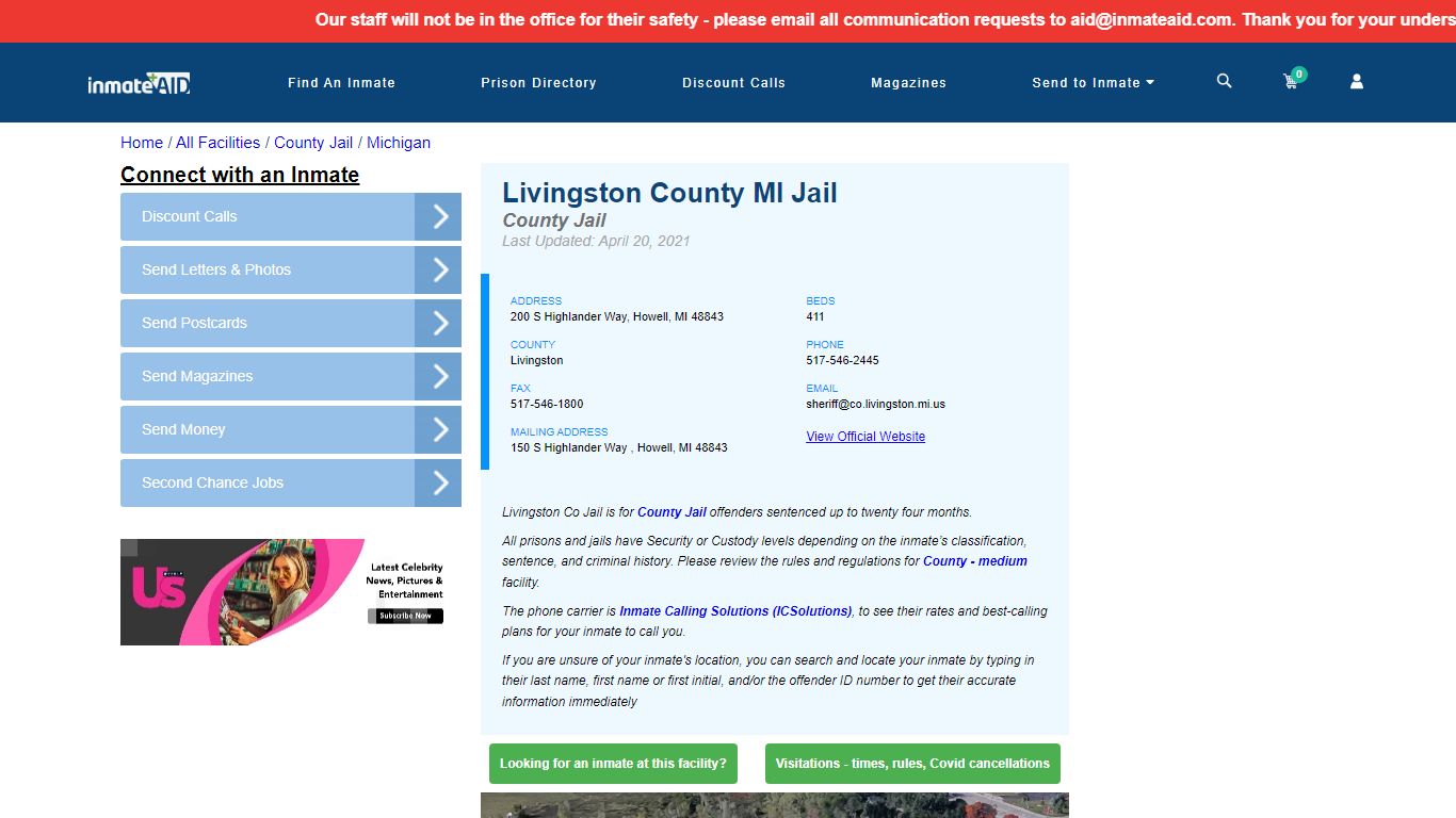 Livingston County MI Jail - Inmate Locator - Howell, MI