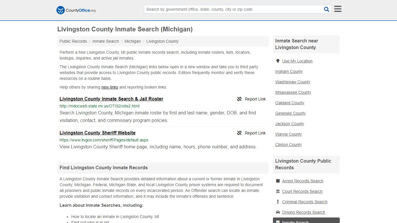 Inmate Search - Livingston County, MI (Inmate Rosters ...