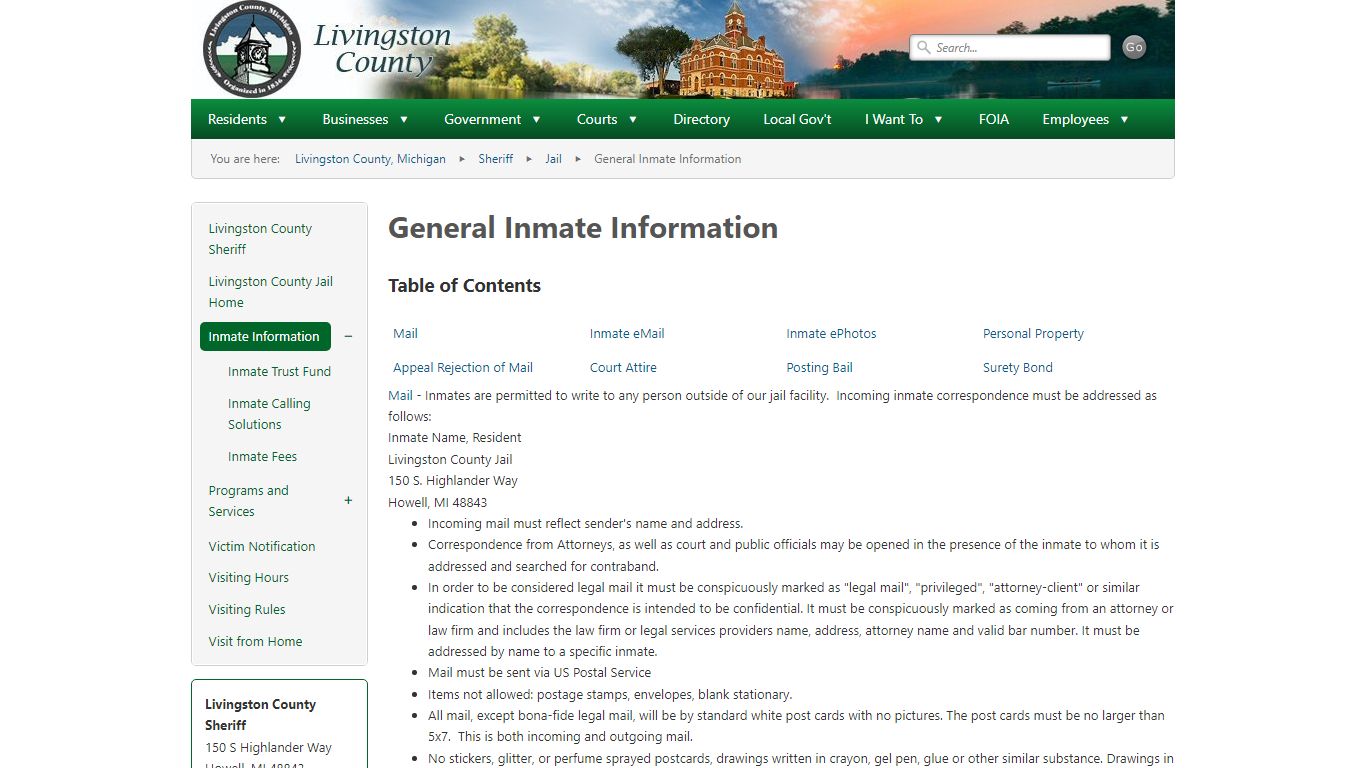 General Inmate Information